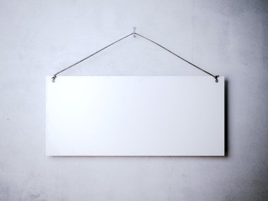 Beyaz işareti asılı. 3D render