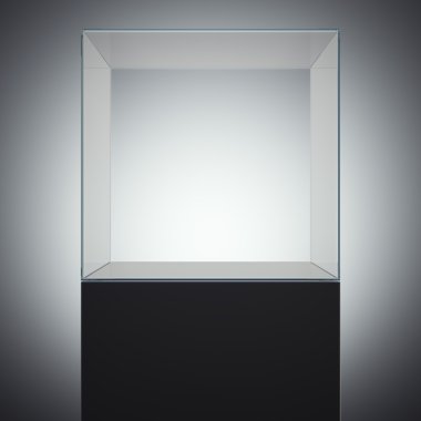 Empty glass cube. 3d rendering clipart