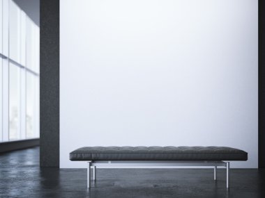 Deri modern iç beyaz duvar ile teknik direktör. 3D render