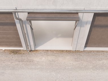 Açık kahverengi kapı ile depolama birimi. 3D render