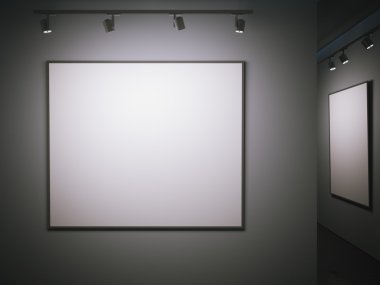 Boş posterler ile koyu Galerisi. 3D render