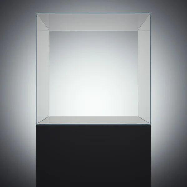 Cubo di vetro vuoto. rendering 3d — Foto Stock