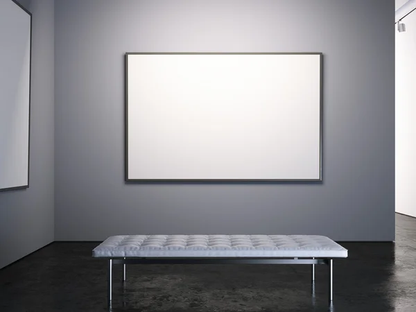 Coach blanc dans la galerie moderne. Rendu 3d — Photo