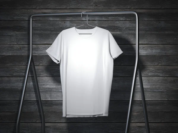 Leeres weißes T-Shirt hängen. 3D-Darstellung — Stockfoto