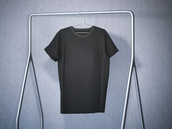 Leeres schwarzes T-Shirt. 3D-Darstellung — Stockfoto