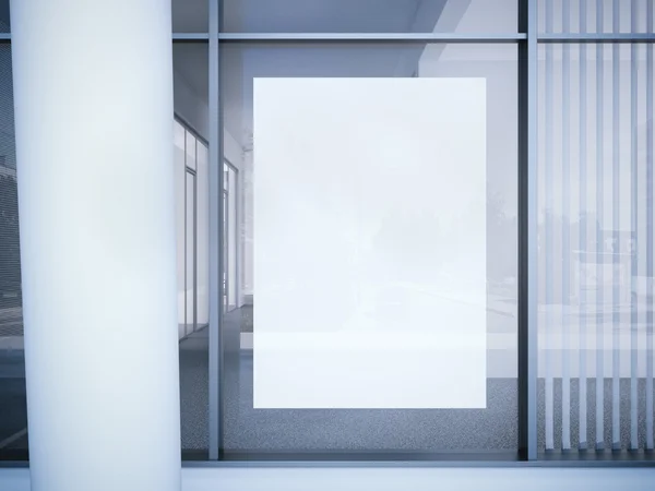 White poster on the office window. 3d rendering — Stock Photo, Image