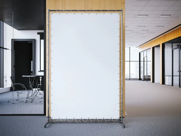 Banner vertikal putih di lobi kantor. Rendering 3d — Stok Foto