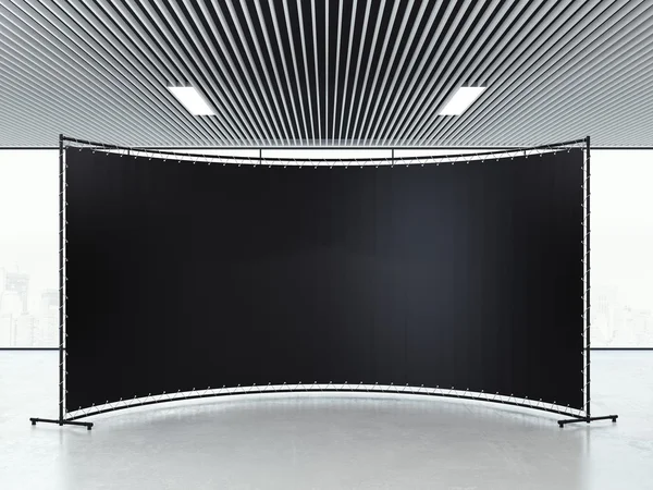 Ofis siyah boş reklam stand. 3D render — Stok fotoğraf