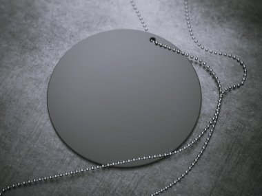 Black etiketi gümüş zinciri ile yuvarlak. 3D render
