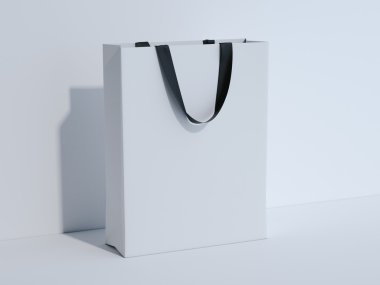 Beyaz alışveriş çantası Studio. 3D render