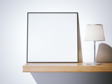 Boş çerçeve lamba ile. 3D render