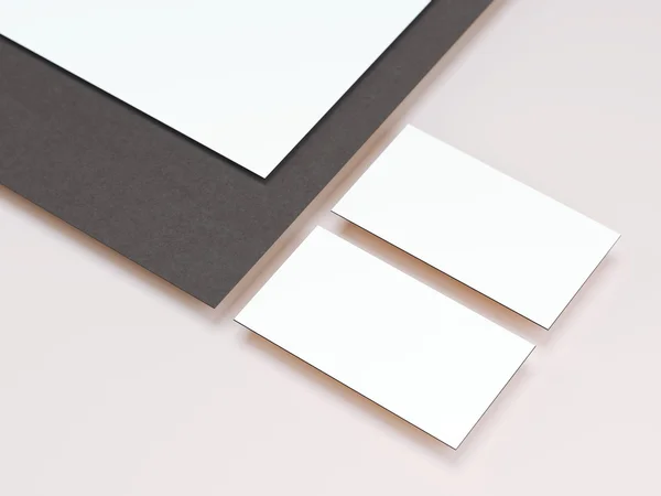 Két fehér névjegykártyák. 3D-leképezés — Stock Fotó