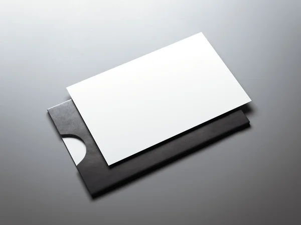 Enveloppe noire et carte de visite blanche. Rendu 3d — Photo