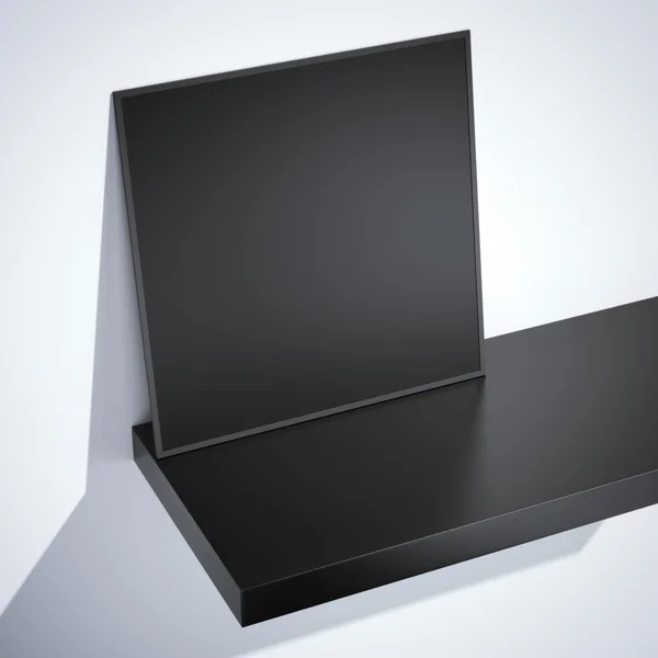 Zwarte leeg frame op plank. 3D-rendering — Stockfoto