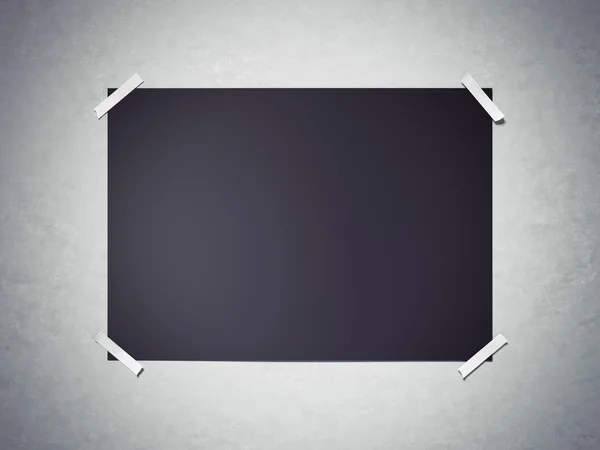 Foglio di carta orizzontale nero attaccato da nastro adesivo. rendering 3d — Foto Stock