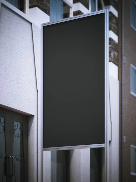 Blank black billboard on the urban street . 3d rendering — Stock Photo, Image