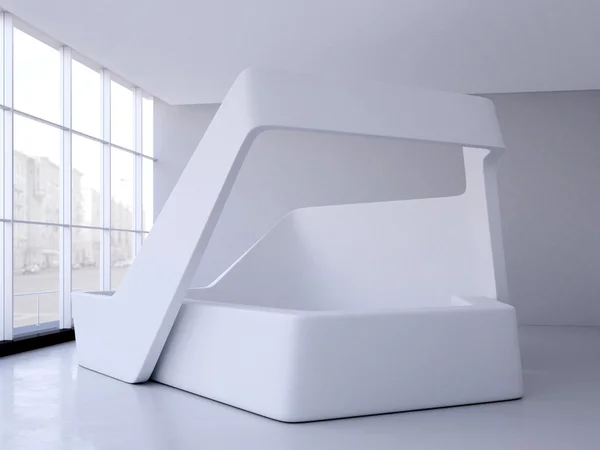Сучасний білий виставковий стенд. 3D візуалізація — стокове фото