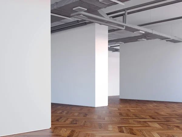 Galleria espositiva con pareti bianche. rendering 3d — Foto Stock