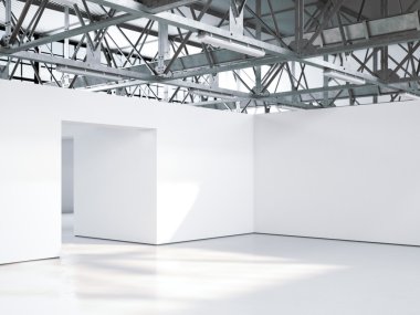 Parlak boş Galerisi iç. 3D render