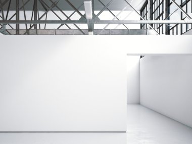 Parlak çatı Galeri iç. 3D render