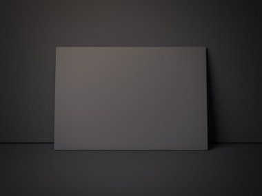Siyah tuval duvarının yakınında. 3D render