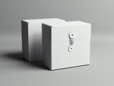Beyaz Studio bağları olan iki kutu. 3D render
