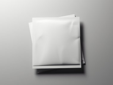 İki paket gri zemin üzerinde. 3D render