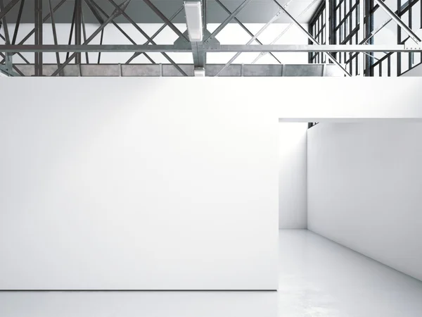 Interiér Galerie světlé podkroví. 3D vykreslování — Stock fotografie