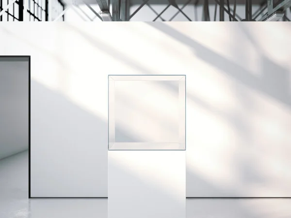 Белая витрина в современном интерьере. 3d-рендеринг — стоковое фото