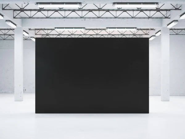 Φωτεινός χώρος στάθμευσης με μαύρο κενό τοίχο. 3D rendering — Φωτογραφία Αρχείου