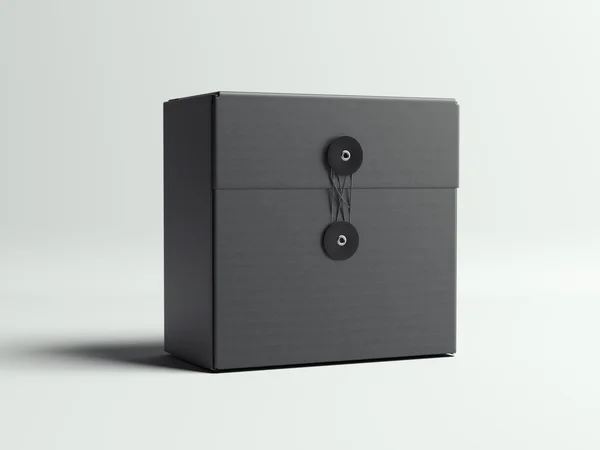 Zwarte doos met banden. 3D-rendering — Stockfoto