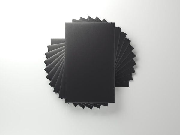Stack of black business cards. 3d rendering