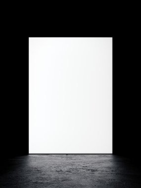 Karanlık Studio beyaz dikey bollboard. 3D render