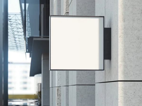 Square signboard on a office building. 3d rendering — Stock Photo, Image