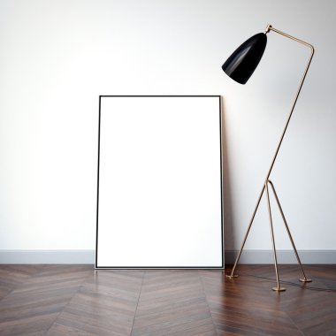 Boş beyaz tuval ile parlak iç. 3D render