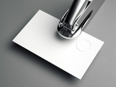 Boş kartvizit ile metal embosser. 3D render
