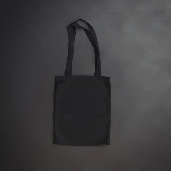 Sac textile en coton sur fond noir. Rendu 3d — Photo