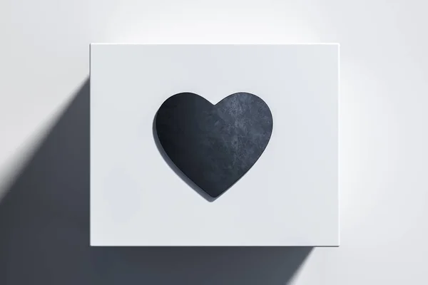 Εικονίδιο μαύρης καρδιάς, όπως το εικονίδιο στο Ρεαλιστικό Λευκό Κουτί. Μινιμαλισμός και Sharp γραμμές. απόδοση — Φωτογραφία Αρχείου