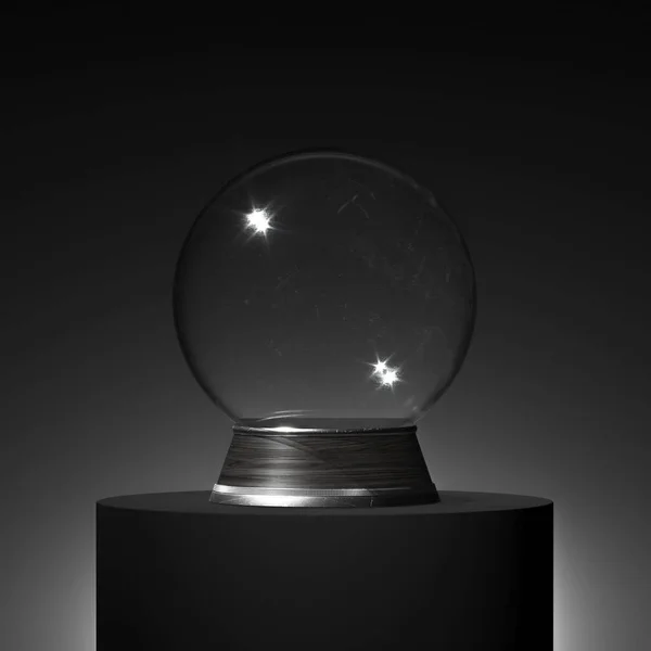 Minimal mockup for product presentation. Magic sphere on dark podium. 3d rendering — Stock Photo, Image