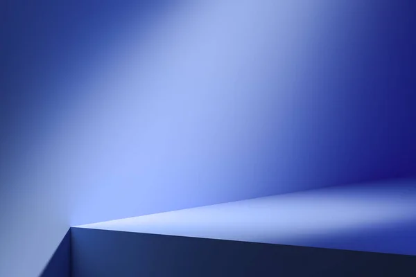 Fundo abstrato mínimo para apresentação do produto. Sombra suave em um pódio azul. Renderização 3d — Fotografia de Stock