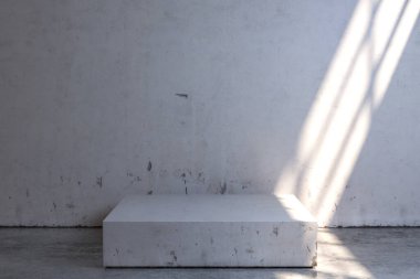 Asgari soyut geometrik podyum sahnesi. Ürün sunumu için boş bir vitrin. 3d oluşturma