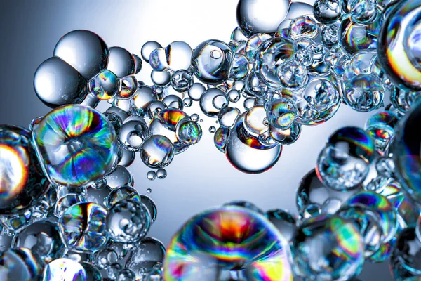 Beauty concept background. A lot of glass bubbles with dispersion. 3d rendering illustration. — Stock Photo, Image