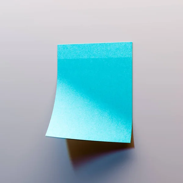 Μπλε αυτοκόλλητο στον λευκό τοίχο. Αντιγραφή χώρου. Άδειο χώρο. 3d απόδοση — Φωτογραφία Αρχείου