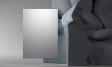 Koyu beton sütun bükülüyor. Sert nesneler yumuşar. Değişim konsepti. 3d oluşturma