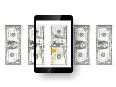 Siyah tablet pc ile dolar