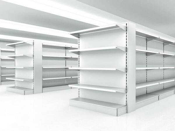 white clean shelves