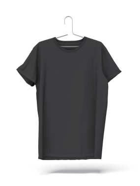 Askı üzerinde siyah tshirt