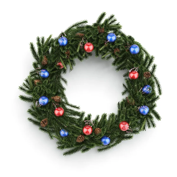 Christmas decorative wreath with balls — Stock Photo, Image