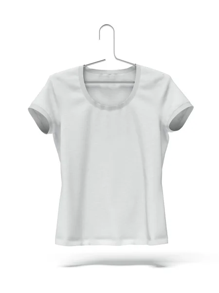 Bílé tričko t na tkaniny závěs — Stock fotografie