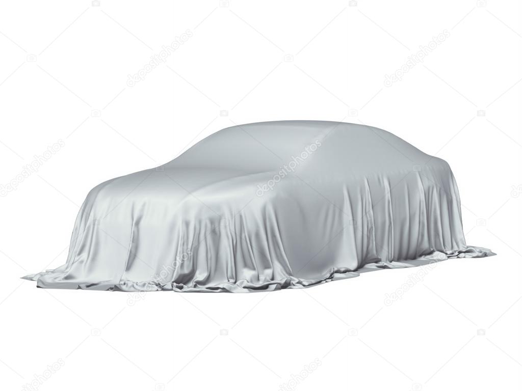 Car covered with a grey cloth